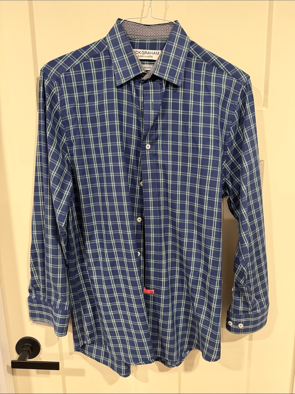 Nick Graham Blue Plaid Long-Sleeve Button Down Shirt